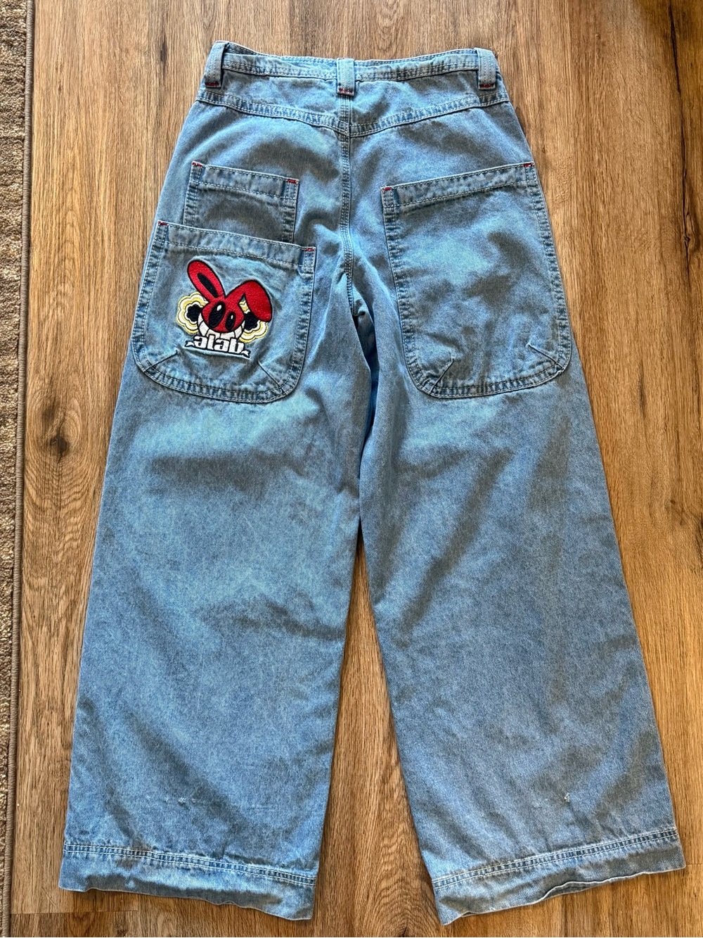 A.LAB Mega Rave Dark Blue Jeans Men 28x32 Skater Baggy Mega Wide Leg Hip Hop Y2K